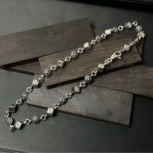 Chrome Hearts Silver 19.5 Inch Dice & Cross Ball Necklace